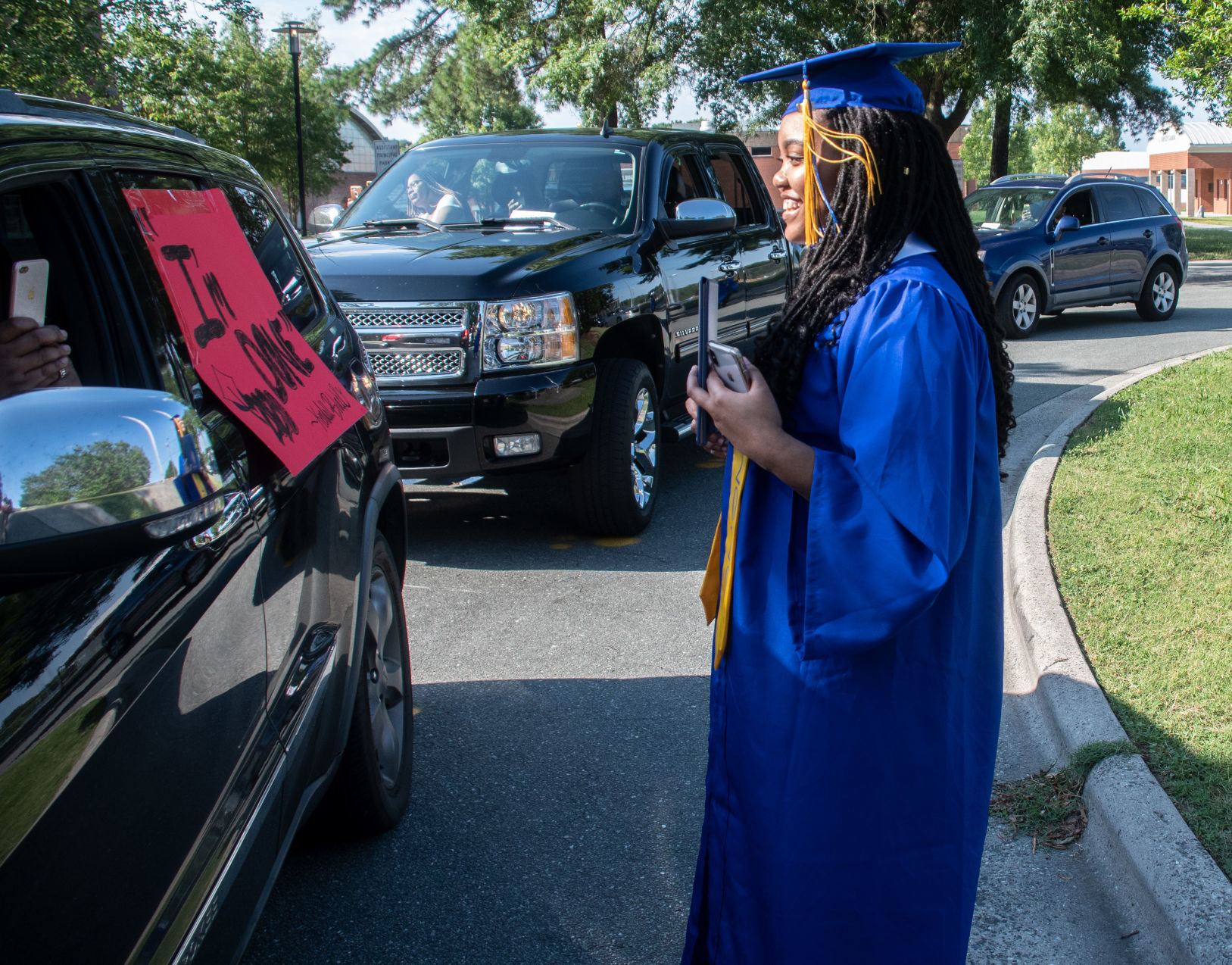 Dudley High School's drive-thru graduation